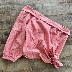 Free People red white off shoulder side tie top size 12 NWT never worn